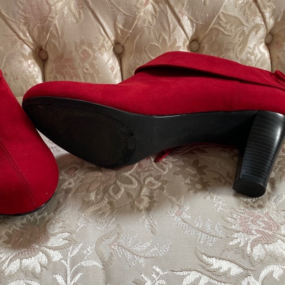 Coach and Four Red Suede Ankle Heeled Booties - Picture 4 of 5
